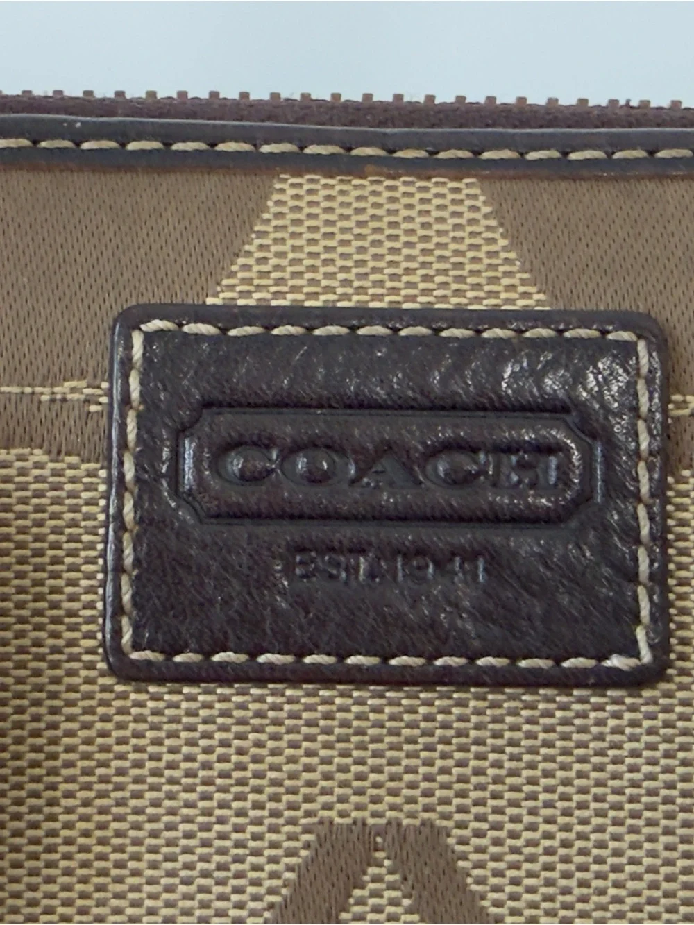 Coach Brown Signature Canvas Wallet with Dark Brown Leather and Gold Hardware